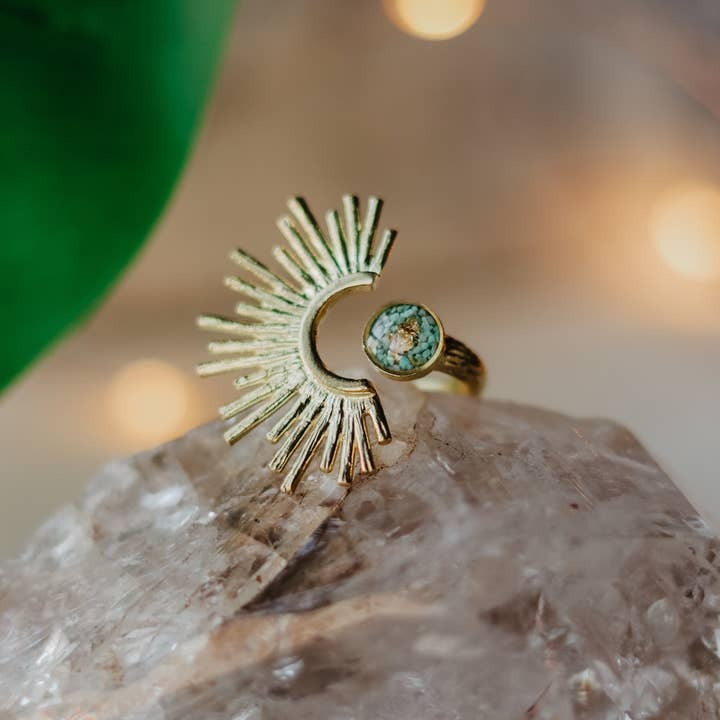 Starburst Ring Abalone + Gold Leaf
