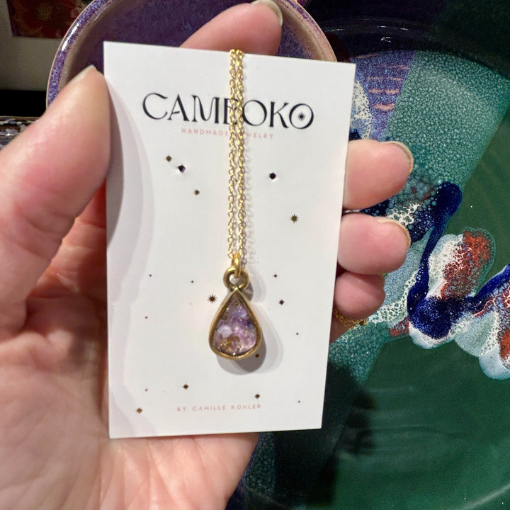 Petite Teardrop Crushed Gemstone Necklace