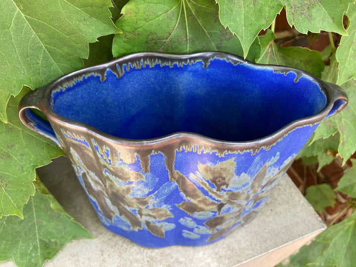 Lotus Rim Oval Vase Small Blue B