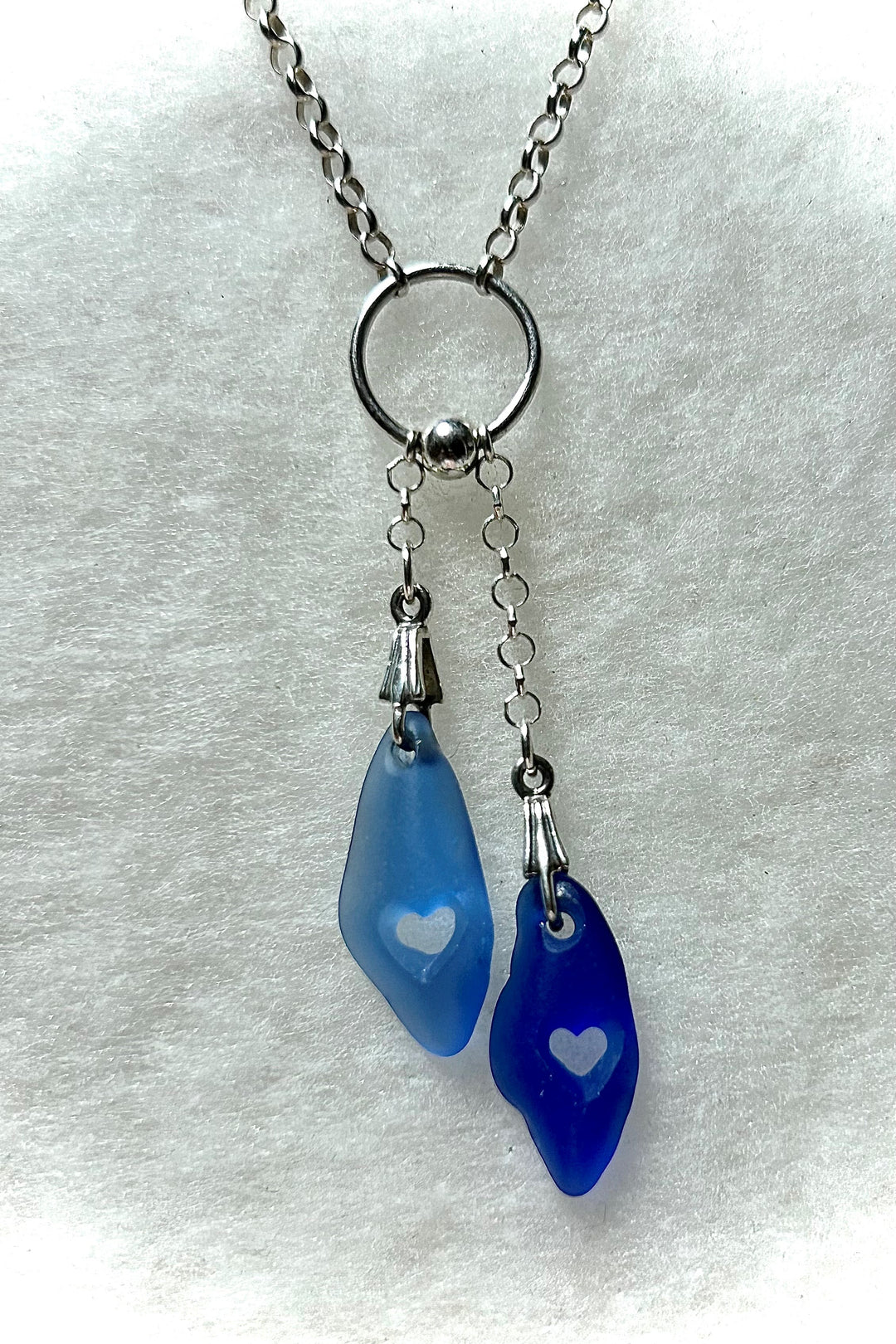 Double Hearts Necklace Cobalt Cornflower