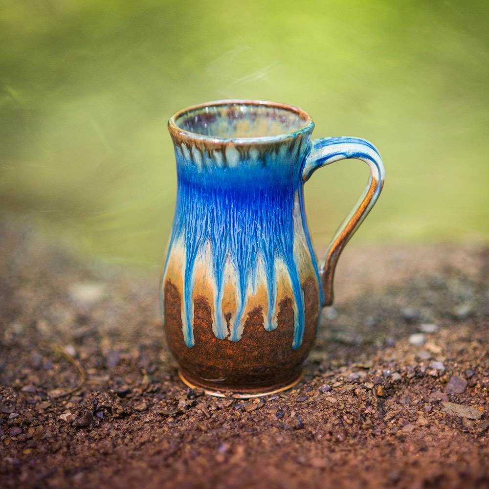 Curved Mug Amber Blue