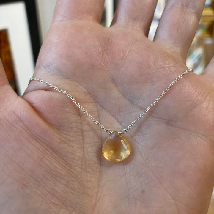 16" Silver Necklace Citrine