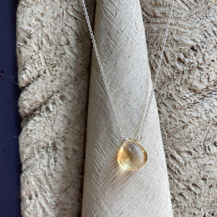 16" Silver Necklace Citrine