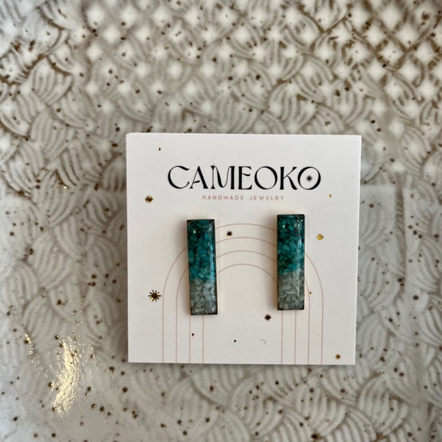 Colorblock Bar Earrings Chrysocolla, Turquoise + Larimar
