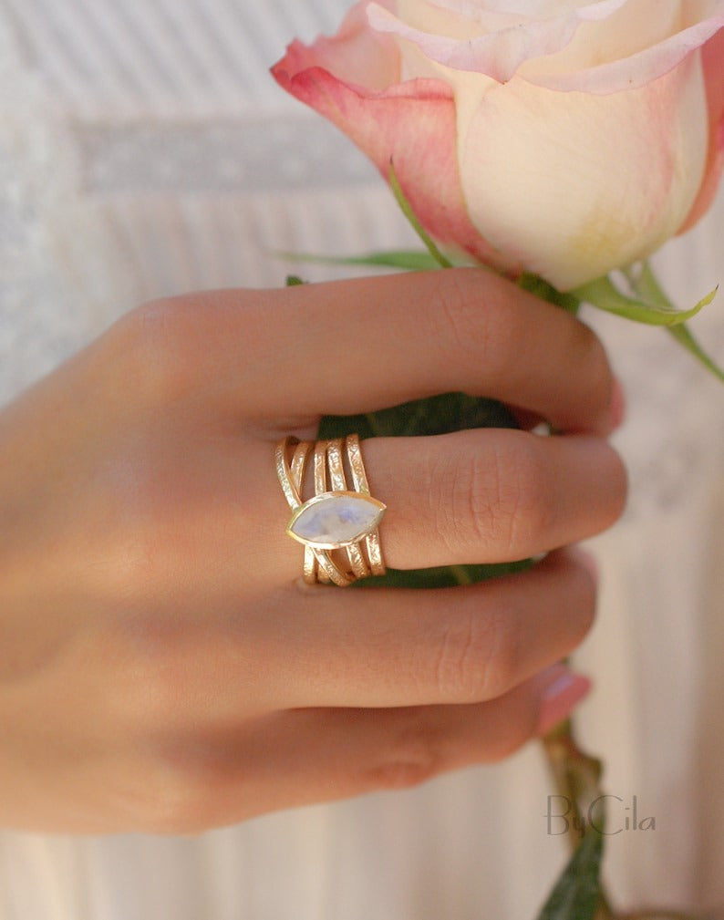 Connie Ring Gold Plated Moonstone