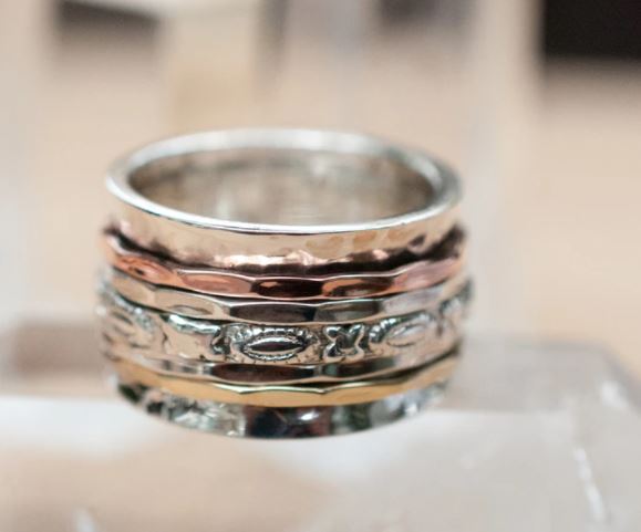 Dahlia Meditation Ring: Bronze, Copper, Sterling Silver 925