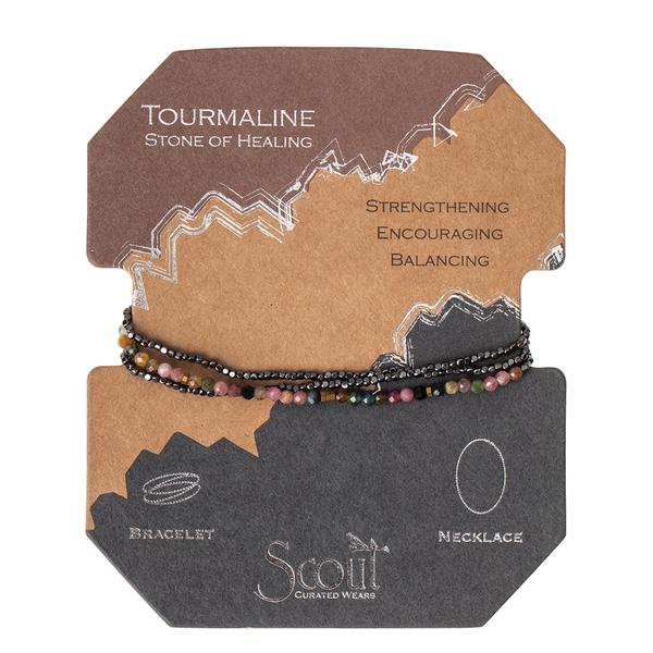 Delicate Stone Wrap Tourmaline Black