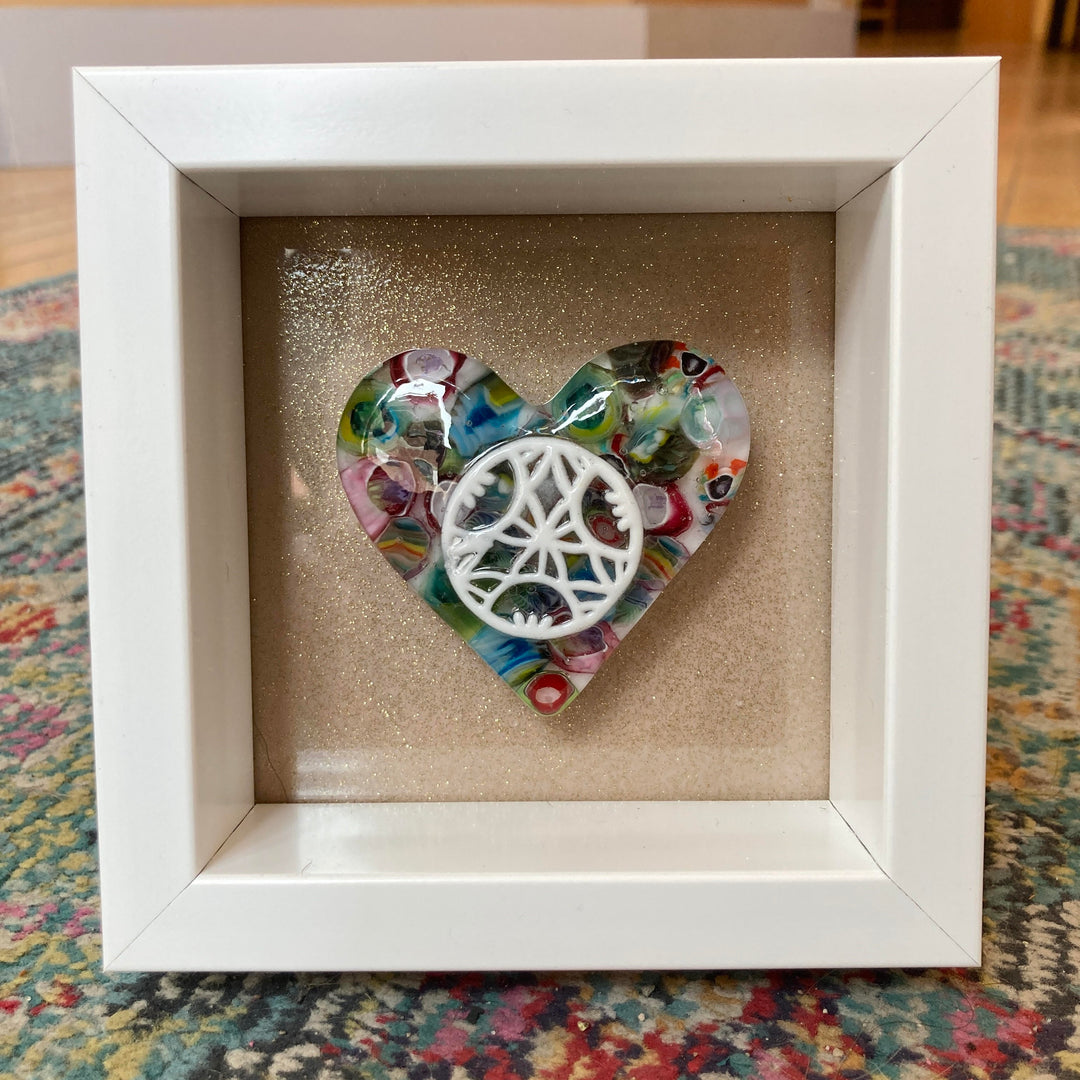 Framed Enameled Murrini Heart