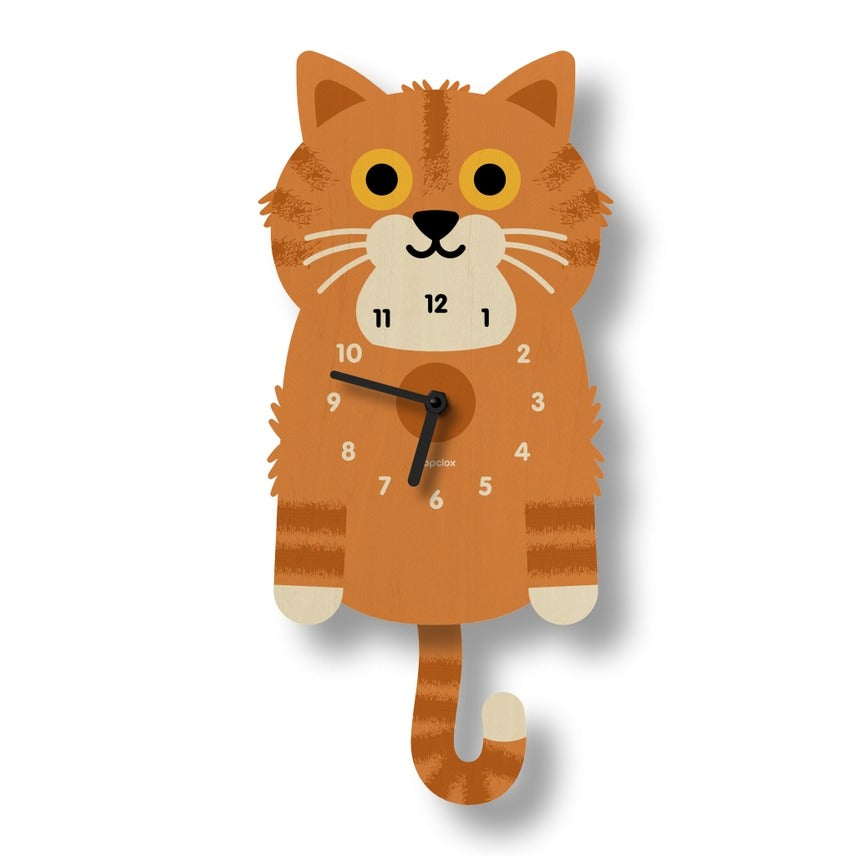 Kitten Pendulum Clock Orange