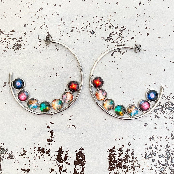 Nebula Rainbow Pride Hoop Earrings