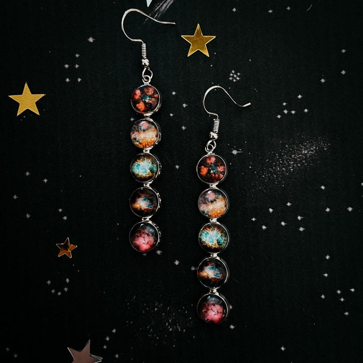 Nebula Rainbow Vertical Dangle Earrings