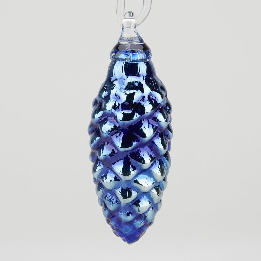 Pinecone Ornament Tinsel Blue