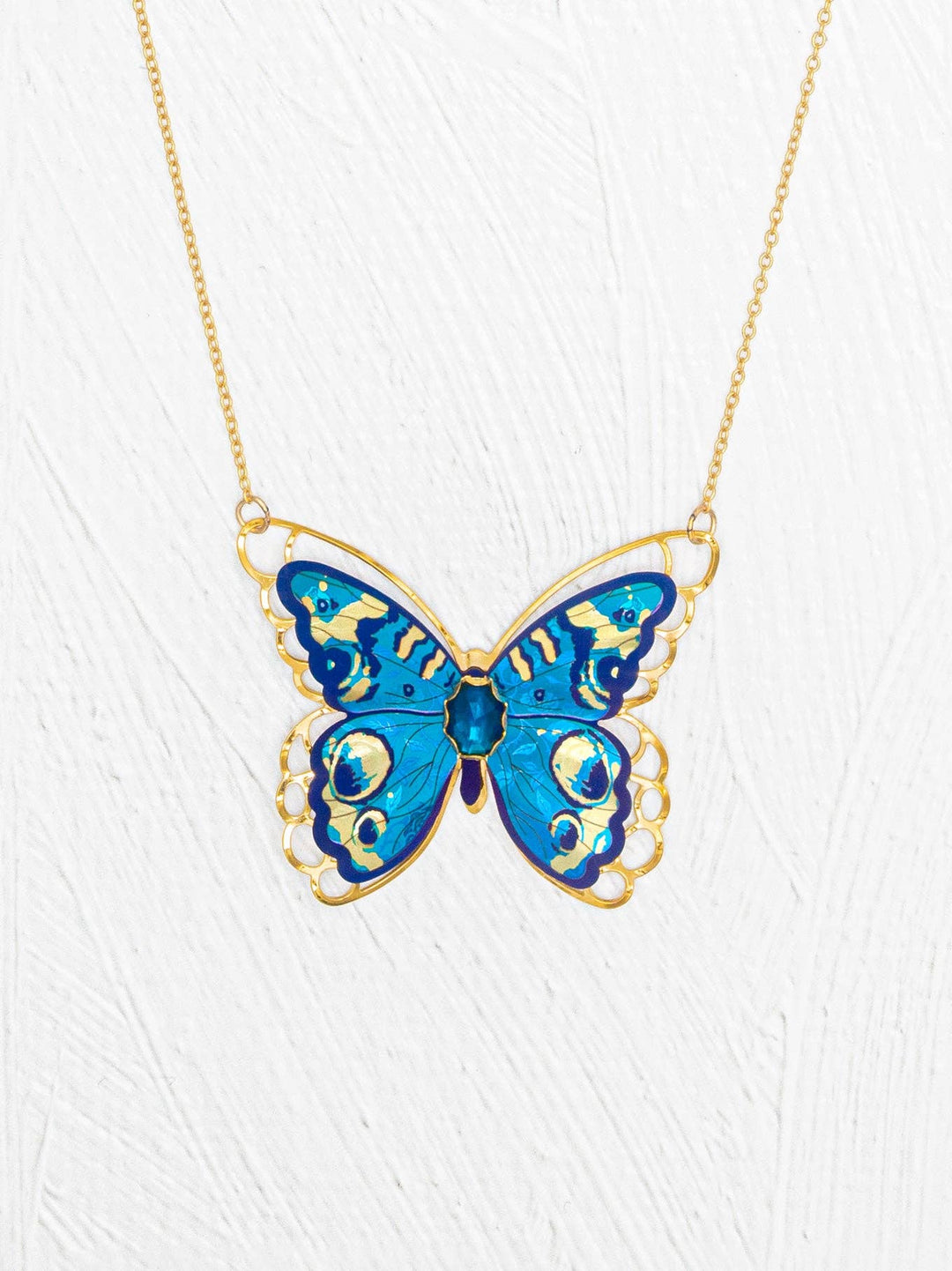 Mariposa Butterfly Necklace Blue Radiance
