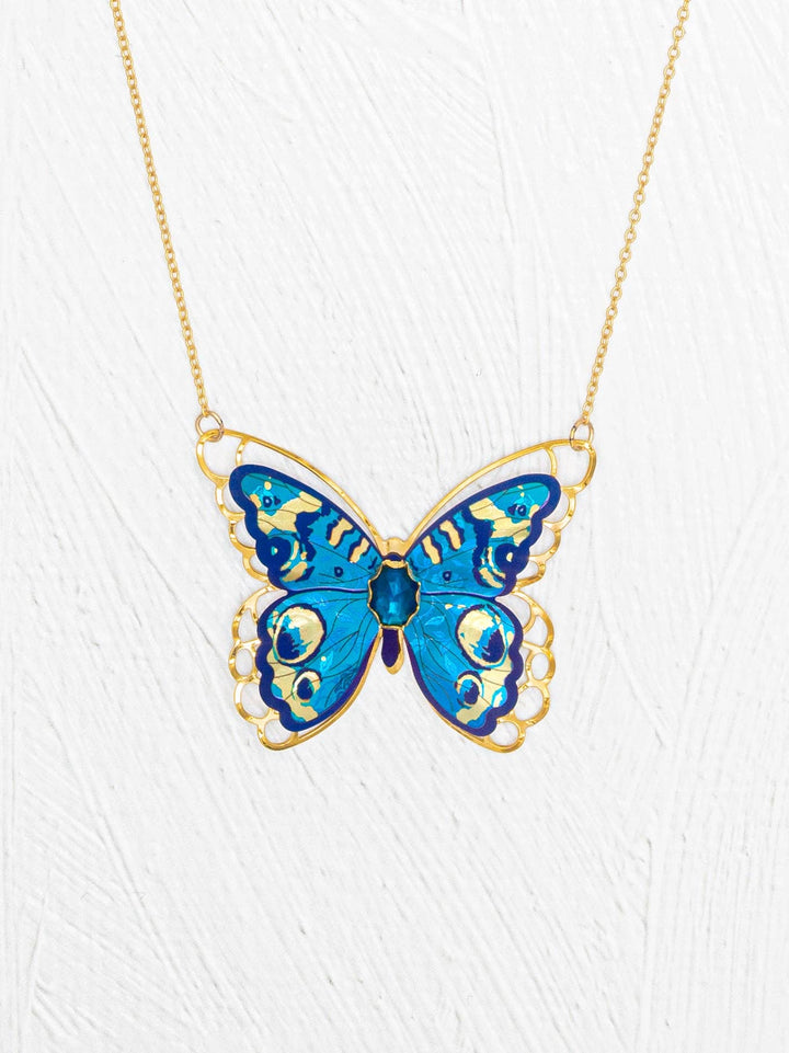 Mariposa Butterfly Necklace Blue Radiance