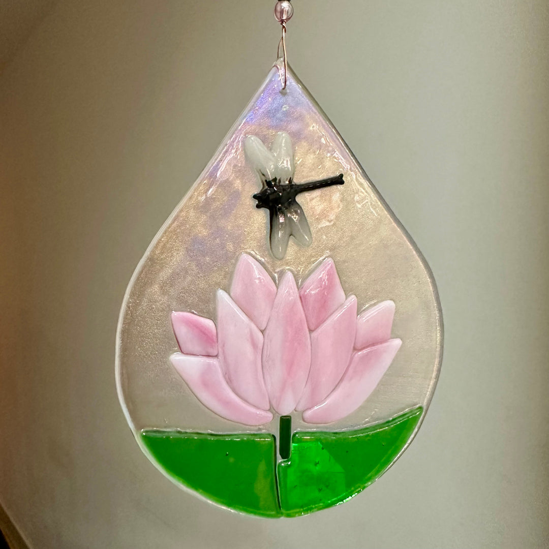Small Dragonfly + Lotus Teardrop Suncatcher