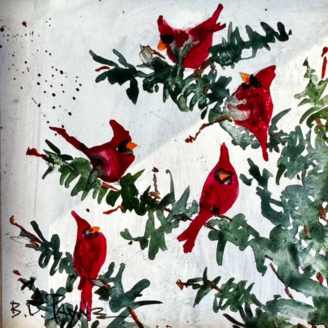 Cardinal Flock Mini Painting