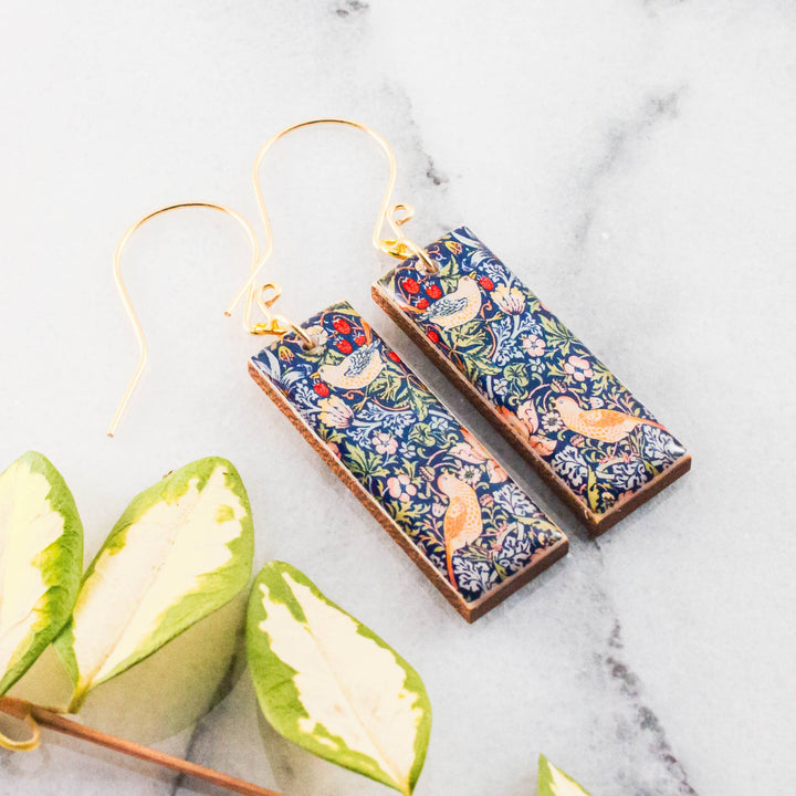 William Morris Birds Rectangle Earrings