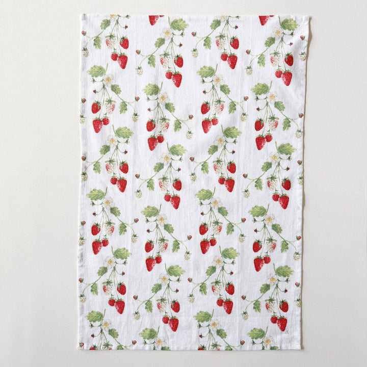Strawberry cotton flour sack tea towel