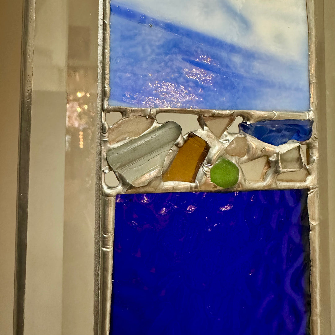 White with Blue + Dark Blue Glass Panel