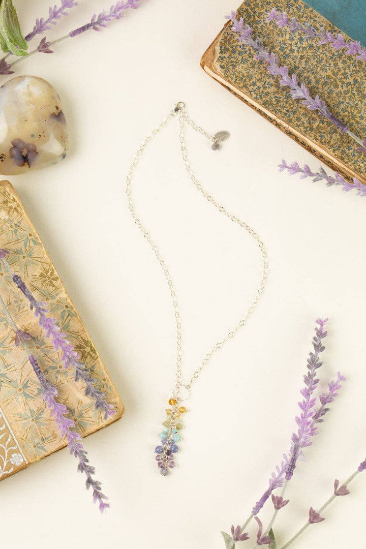 Sanctuary 15.5-17.5" Citrine, Amethyst, Larimar Cluster Necklace