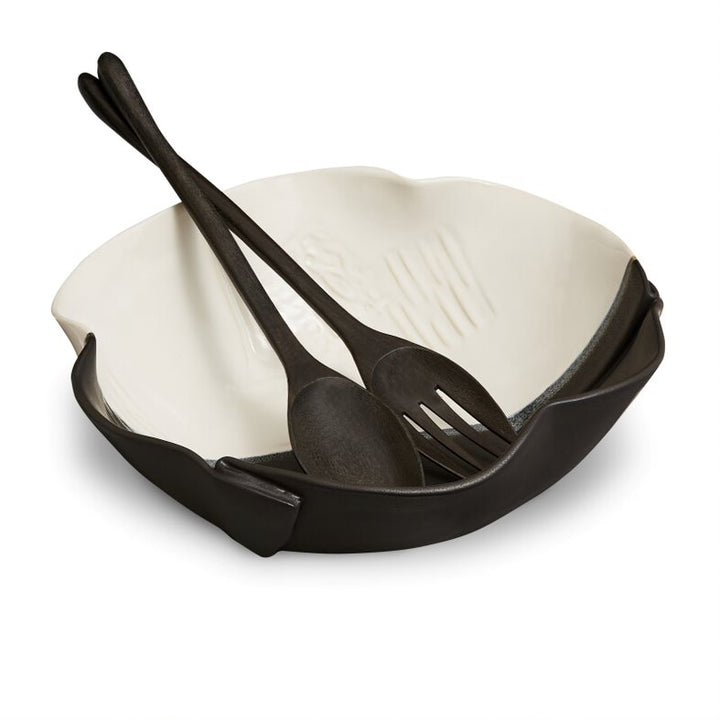 Large Salad Bowl Black & White