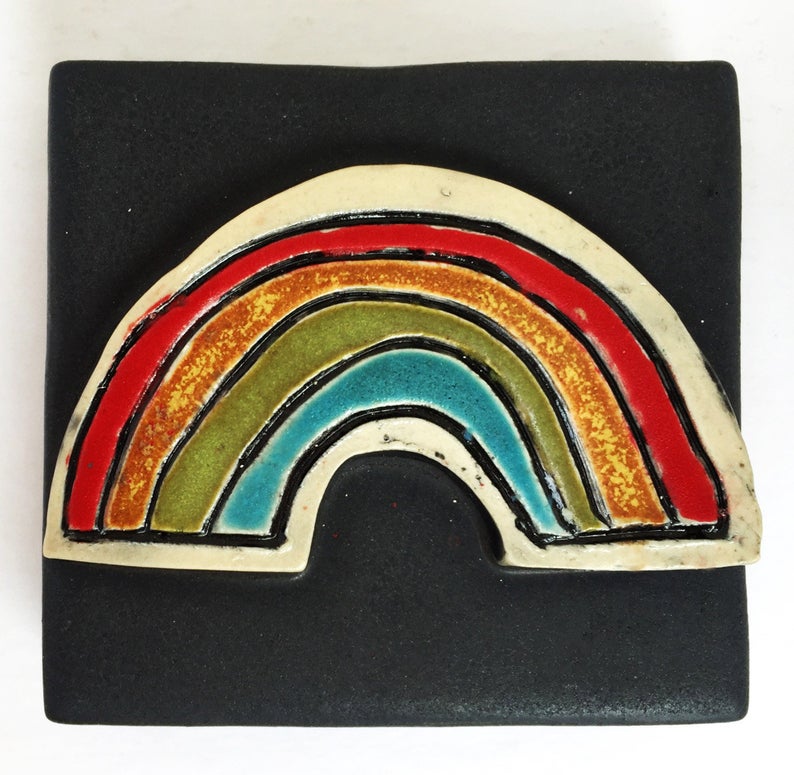 Clique Tile Rainbow Black Background