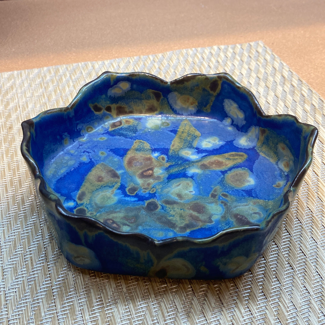 6 Sided Bowl Medium Blue