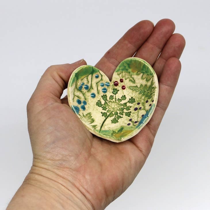 Heart Dish Small with Pressed Flowers