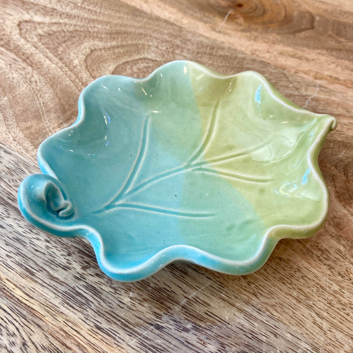 Little Leaf Bowl Aqua Chartreuse