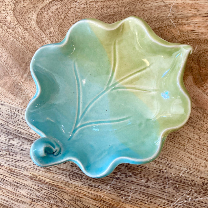 Little Leaf Bowl Aqua Chartreuse