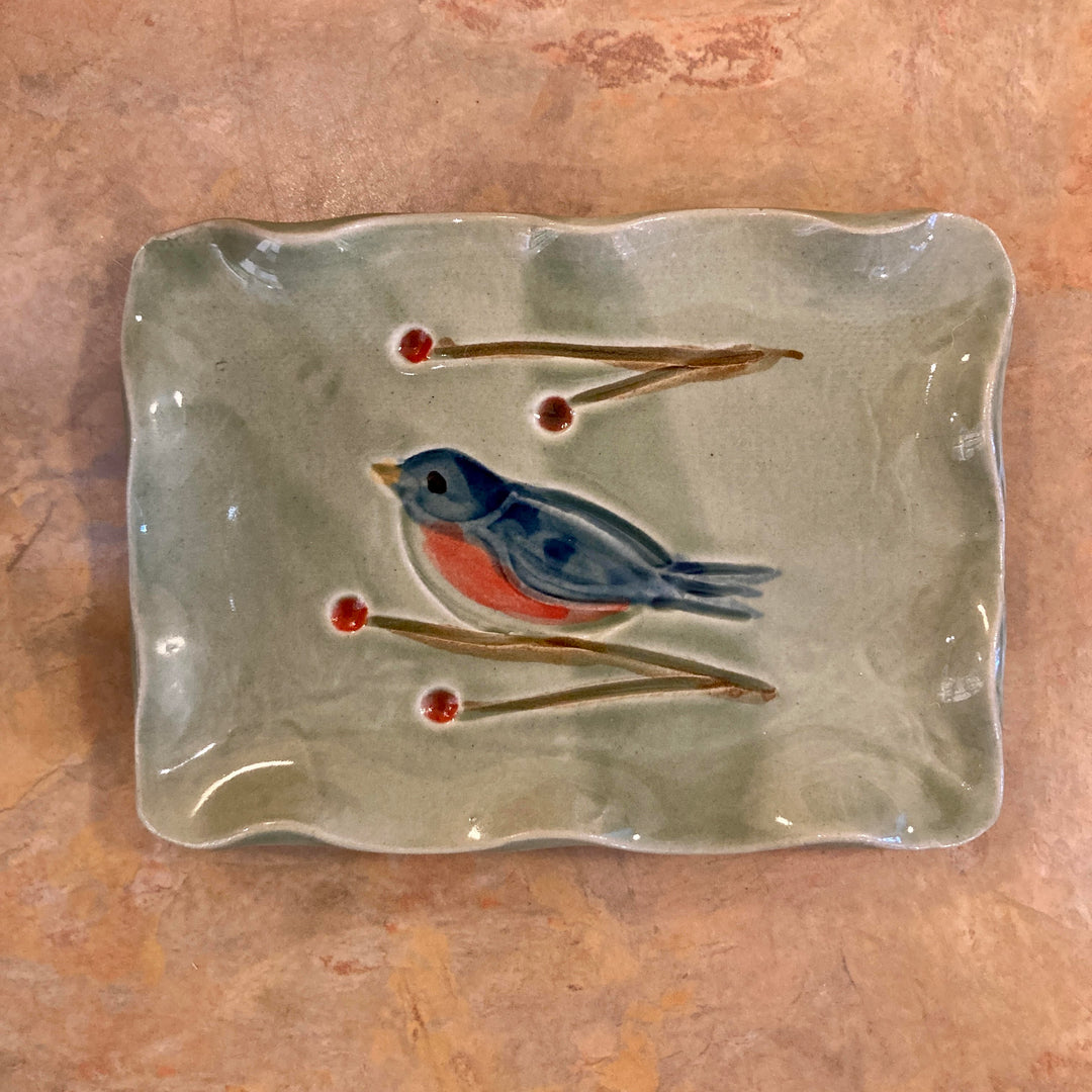 Wavy Bird Soap Dish Florentine Green