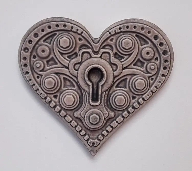 Keyhole Heart Tile Sepia