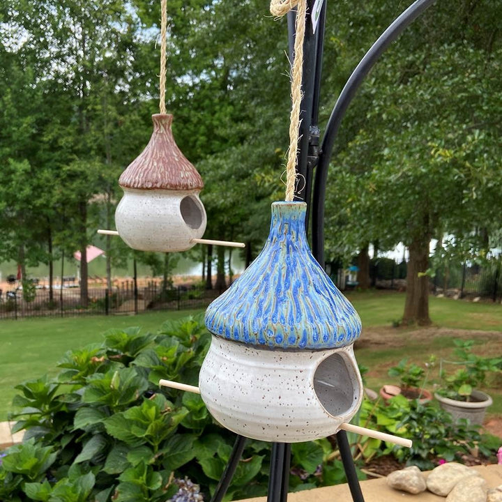 Hanging Bird Feeder Blue Green