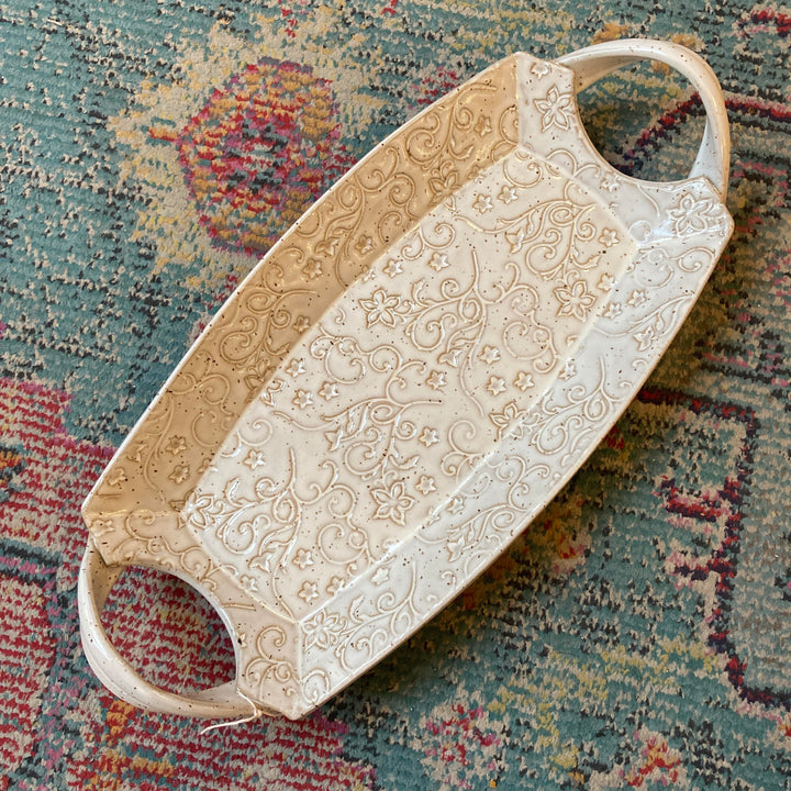 Floral Vine Curved Rectangle Tray Large