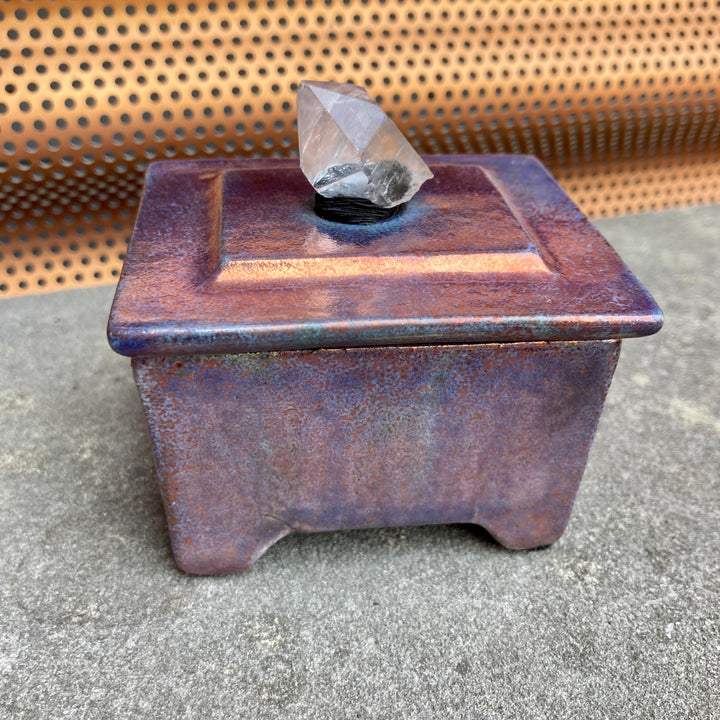 3" Matte Raku Box Blue Copper