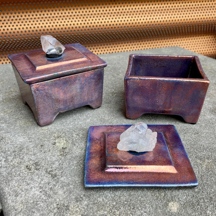 3" Matte Raku Box Blue Copper