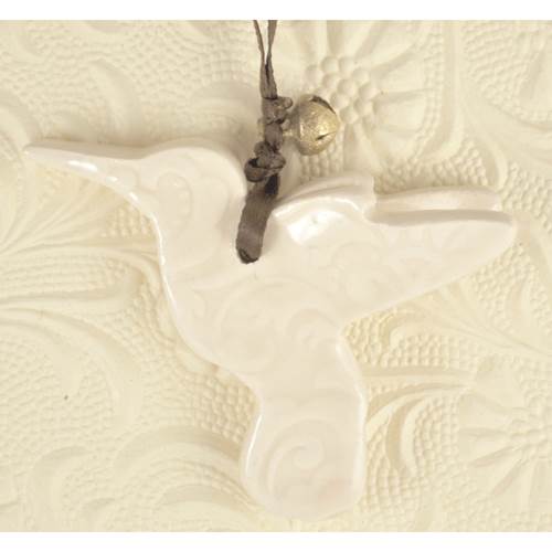 White Hummingbird Ornament