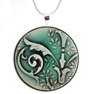 Scroll Texture Teal Crackle Necklace