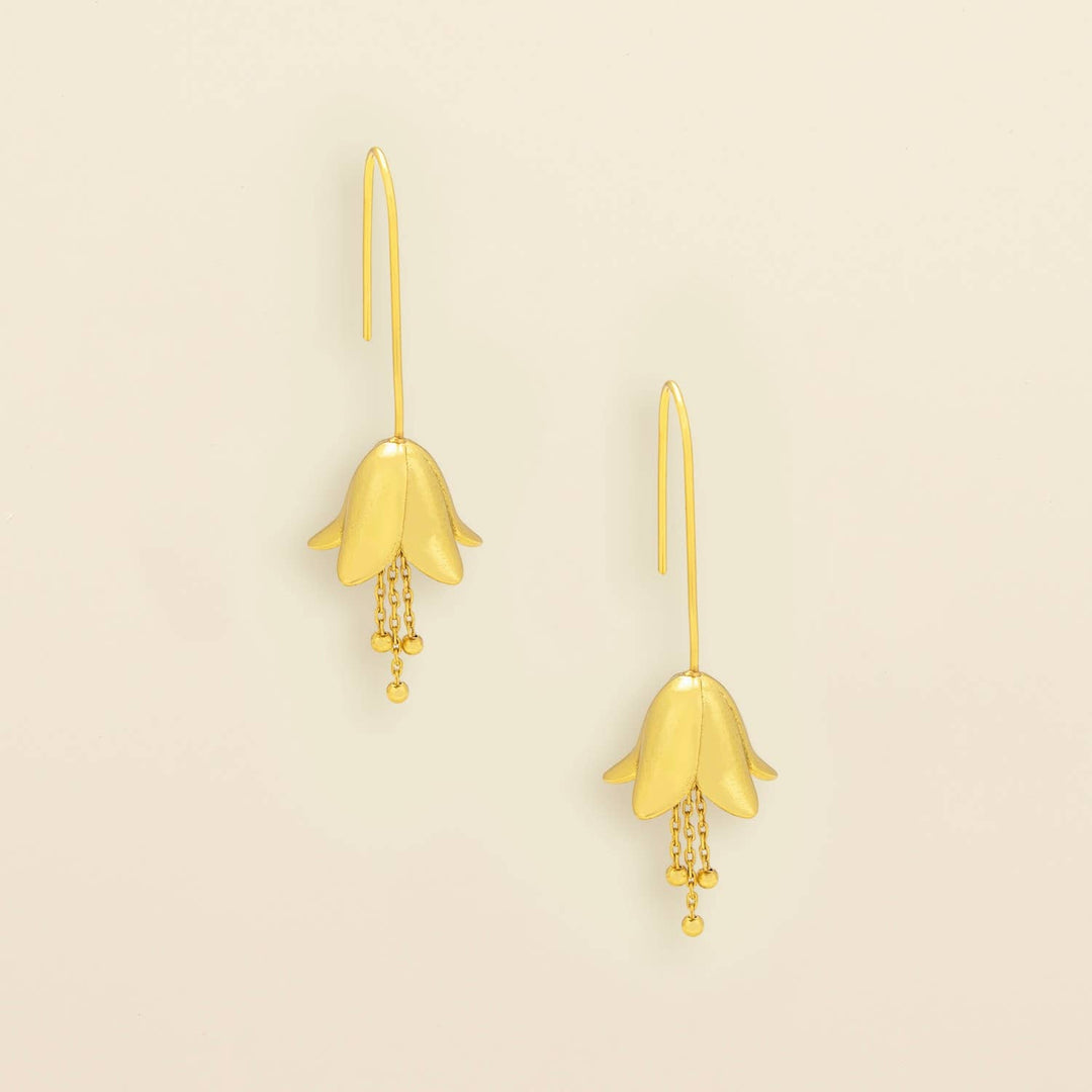 Lily Drop Earring + Gold Refined Icon Earrings