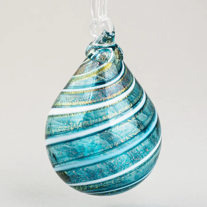 Raindrop Ornament Teal Shimmer