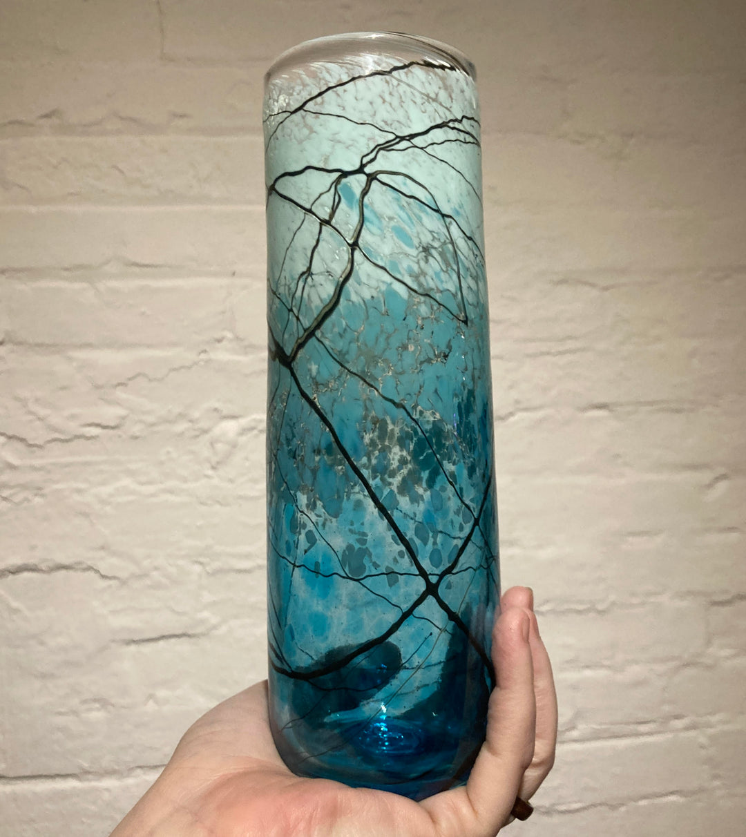 Lightning Vase Aqua Cylinder Small