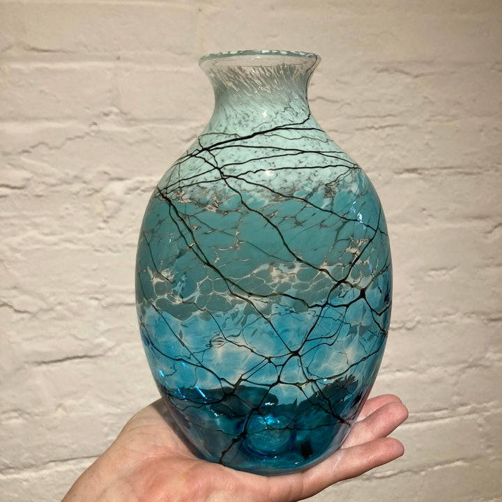 Flat Lightning Vase Aqua