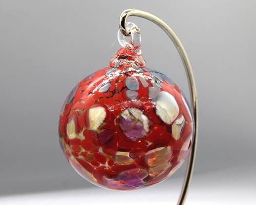 Dapple Ornament Red + Silver Gold