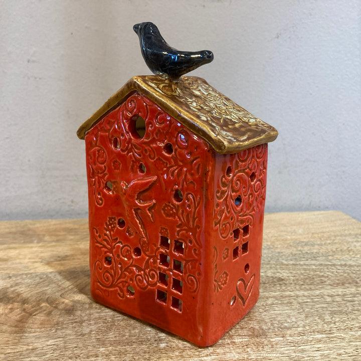 Red Bird House Wall Luminary