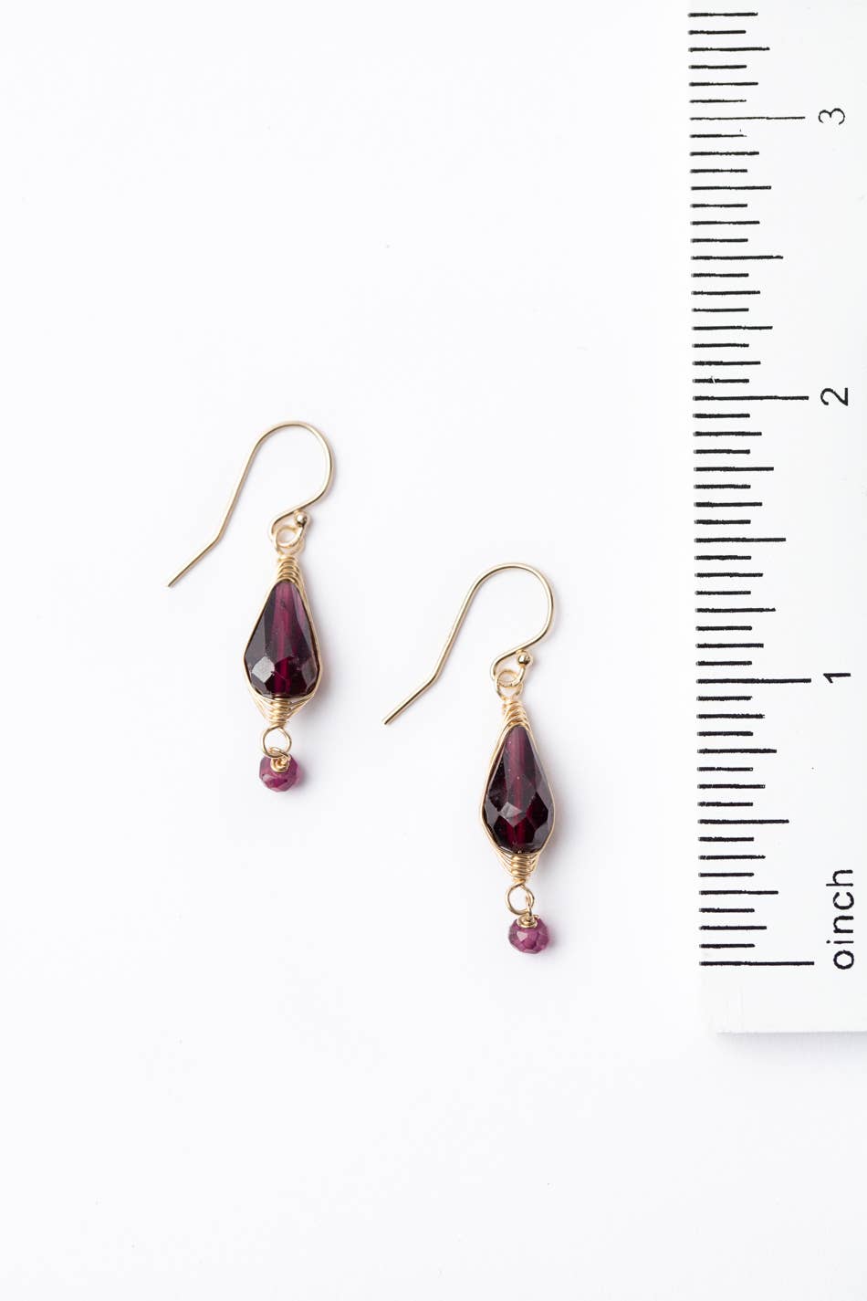 Birthstone January Gold Garnet Earrings