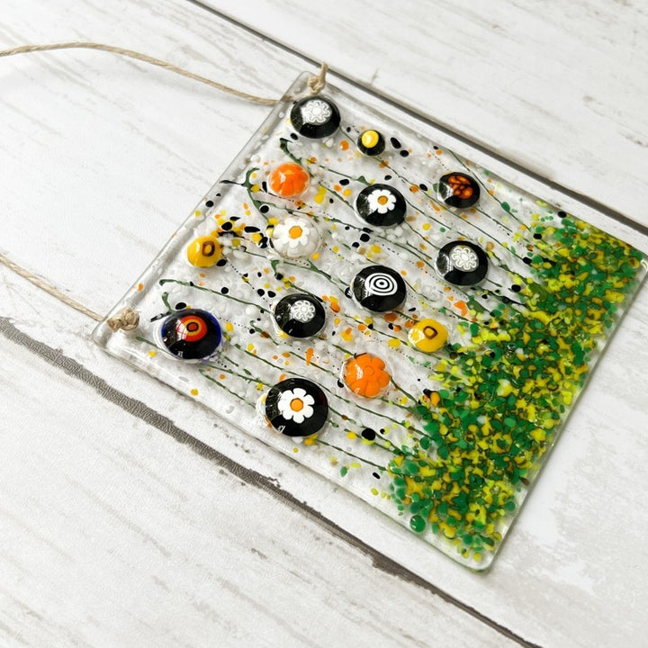 Floral Glass Suncatcher Large Fall Flowers
