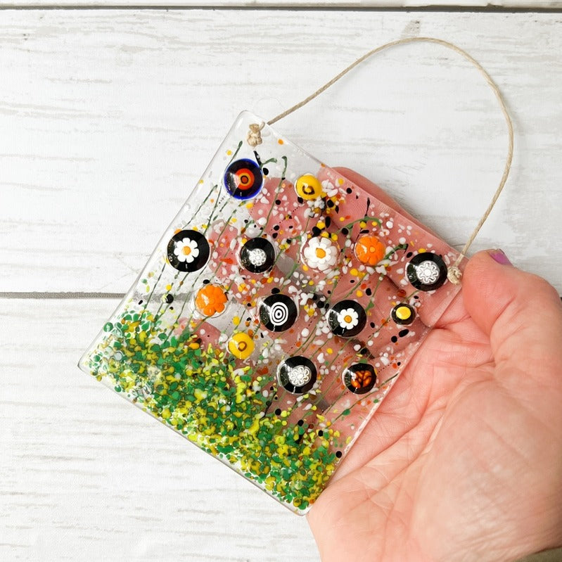Floral Glass Suncatcher Large Fall Flowers