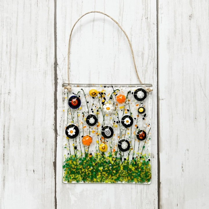Floral Glass Suncatcher Large Fall Flowers