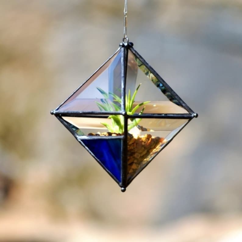 Hanging Pyramid Terrarium Blue