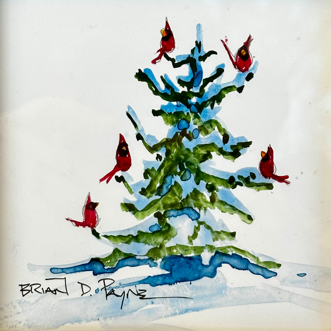 Cardinals in Winter Mini Painting